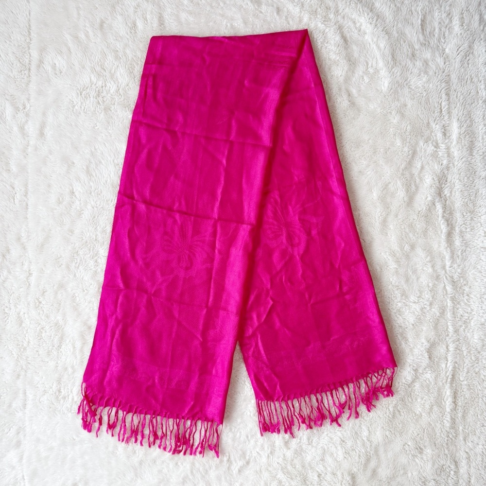 Pashmina Woman Pink Pashmina & Silk Bled Scarf Classic Luxury Feminine Luxury - Picture 2 of 5